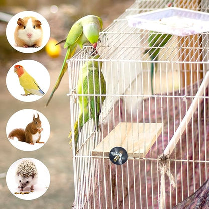 BILLIOTEAM 4-Size Bird Platforms with Wood Perches and Stand Boards - Habitat Cage Corner Shelves with Stainless Steel Washers - Ideal for Parrots, Cockatiels &amp; Small Pets like Hamsters, Gerbils &amp; Chi