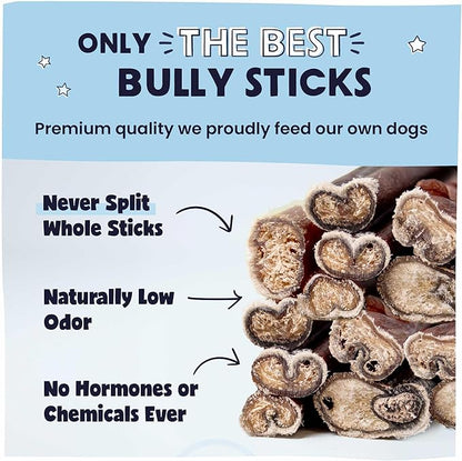 Pawstruck All-Natural 9" Bully Sticks for Dogs - Long Lasting, Rawhide-Free, Low Odor &amp; Grain-Free Dental Chew Treat - Healthy Single Ingredient, 100% Real Beef - 1 lb Bag