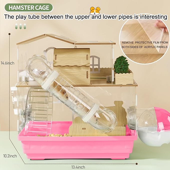 12 in 1 Clear Acrylic Hamster Cage with All Accessories,13.5&