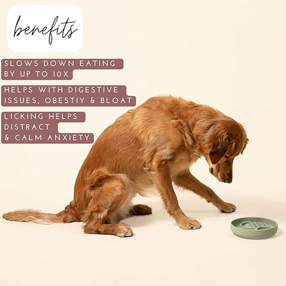 The Slowdown Bowl Silicone Slow Feeder for Dogs &amp; Puppies, Slow Eating Modern Lick Mat Design, Reduces Gulping, Fits 2 Cups 7.5” Across x 1.5” Tall, Mealtime Challenge, Medium-Charcoal