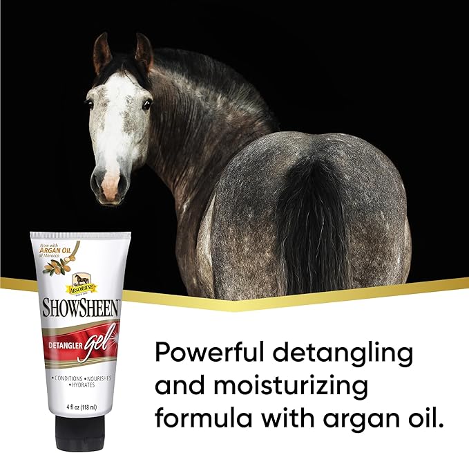 Absorbine ShowSheen Detangler Gel for Coat, Mane &amp; Tail, Moroccan Argan Oil, Tackles Toughest Knots on Horses, Dogs &amp; Livestock, 4oz