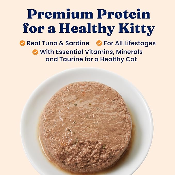 Solid Gold Wet Cat Food Pate - Healthy Canned Cat Food Pate w/Real Tuna &amp; Sardine, Omega Fatty Acids, Vitamins &amp; Minerals - Grain Free &amp; Gluten Free Can Meals for Cats &amp; Kittens - 24ct/3oz Can