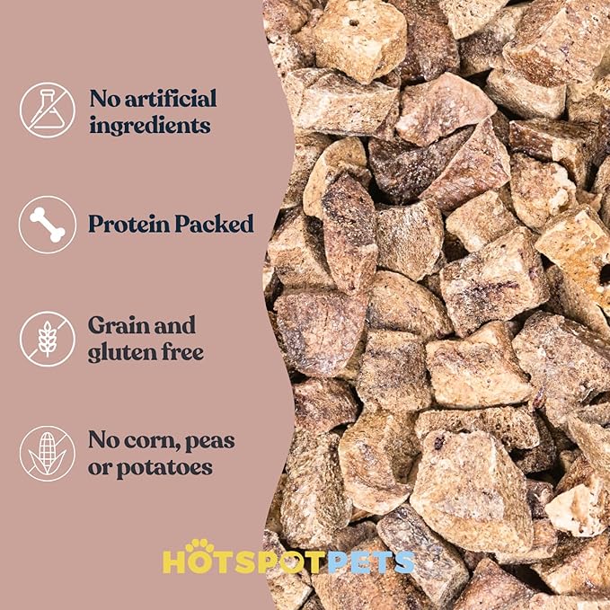 hotspot pets Freeze Dried Pork Liver Treats for Cats &amp; Dogs - Made in USA (1 Pound Value Bag) Single Ingredient, High Protein, All Natural, Grain-Free - Perfect for Training, Topper or Snack