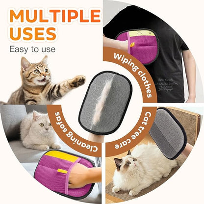 Reusable Pet Hair Remover Gloves – Electrostatic Lint &amp; Fur Removal, Machine Washable Cleaning Gloves for Furniture, Clothes &amp; Car (Pink)