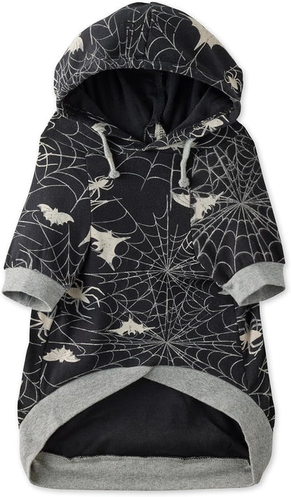 Rocky – The Orginal Lightweight Hooded TEE 100% Organic Cotton Dog Hoodie Pet Coat Sweater for Small, Medium, Large Dogs, Batty Black, Large