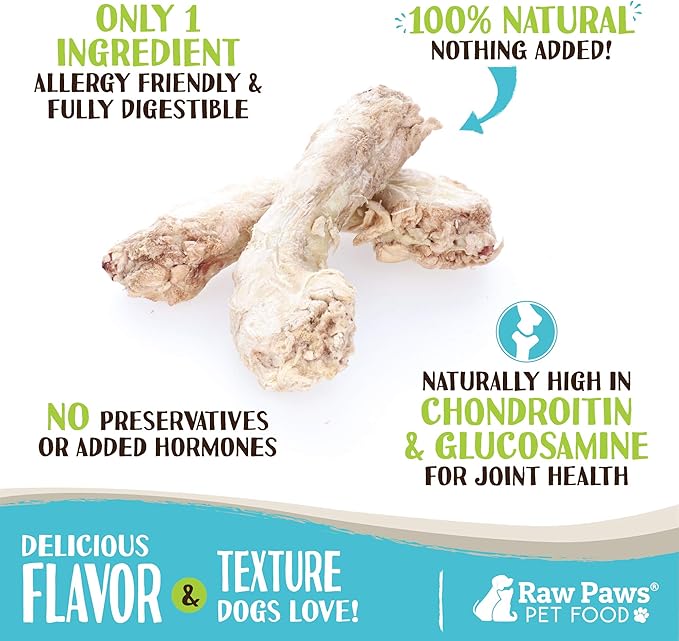Raw Paws Freeze-Dried Chicken Necks for Dogs &amp; Cats (4-Ounce) - Made in USA - Raw Freeze Dried Dog Treats - Chicken Necks for Cats - Single Ingredient Chews