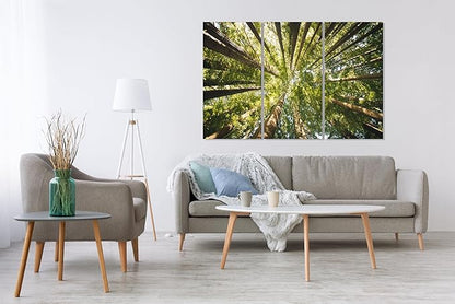 Nature Wall Art Prints - Ocean Forest Mountain Lake Canvas Landscapes - Small to Extra Large Living Room Bedroom Kitchen Bathroom Décor (Serenity in the Forest, 35L" x 53W" - 3 Panels)