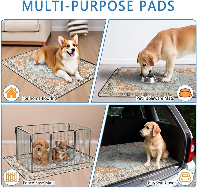 Washable Pee Pads for Dogs 2 Pack, Absorbent Reusable Puppy Pads Waterproof, Leakproof &amp; Non-Slip Whelping Pad, Potty Training Pads for Dogs Playpen Mat 24x36
