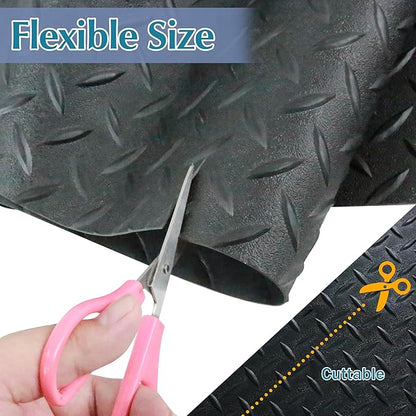 7.5 x 17 FT Garage Floor Mat,2.5 mm Thickness Diamond PVC Garage Flooring Roll, Anti-Slip Shop Floor &amp; Parking mats for Workshop,Gym,Golf Cart Parking or Trailers