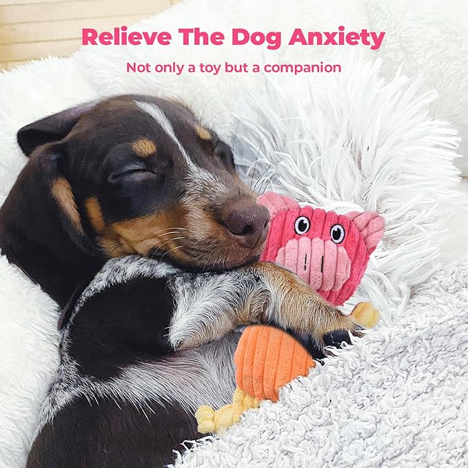 3pcs Dog Squeaky Toys, Plush Stuffed Puppy Chew Toy for Extended Play, Interactive Toys Gifts for Small Medium Large Chewer Dogs, Pet Toy Bulk to Keep Them Busy(Dog&amp;Fox&amp;Pig)