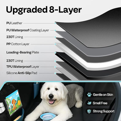 Dog Car Seat Cover for Back Seat 53", Upgraded PU Leather Back Seat Extender with Hard Bottom Holds 400LBS, Waterproof Anti-Scratch, Backseat Cover for Dogs in Car, SUV &amp; Small Truck