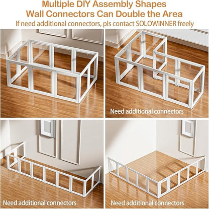 Dog Playpen Transparent Puppy Playpen Indoor, Easy Assemble &amp; Disassemble Clear Pet Playpen, Sturdy &amp; Easy Cleaning Plastic Dog Fence with Suction Cup (23.6"" H, 10PCS), White