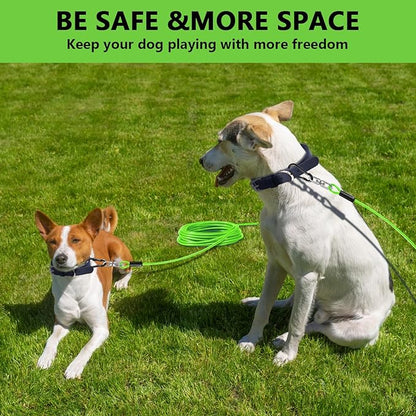 Dog Tie Out Cable 30FT-500Lbs,Heavy Duty Dog Leads Line for Yard with Swivel Hook,Medium Large Dogs Leash&amp;Chains for Outside,Rust Chew Proof Dogs Run Cable for Outdoor Camping (Green, 30FT)