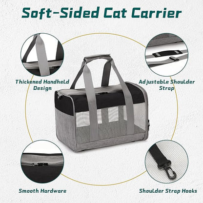 PINVNBY Bunny Carrier for Travel Camping Outdoor, Small Pet Carrier, Guinea Pig Carrier, Breathable Pet Portable Hand Bag for Hamster Bunny Guinea Pig（Black &amp; Gray）