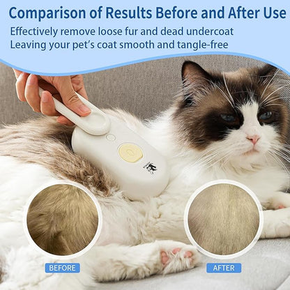 Cat Steam Brush for Shedding,4 in 1 Grooming Brush for Cats and Dogs,Deshedding,Massage,Cleaning &amp; Anti-Static All In One,Suitable for Long &amp; Short Haired Pets,Includes Waterless Shampoo,Yelow