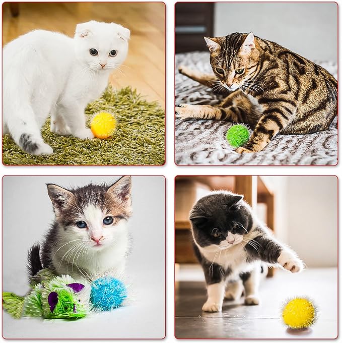 VAPKER 30 Pcs Cat Ball Toys Sparkle Balls Extra Large 2 Inch Cat&