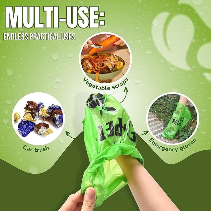 Pet N Pet 1080 Counts Green Poop Bags for Dogs, 41% Plant Based &amp; 59% PE Extra Thick Dog Poop Bags Rolls, 9" x 13", Unscented Pet Waste Bag