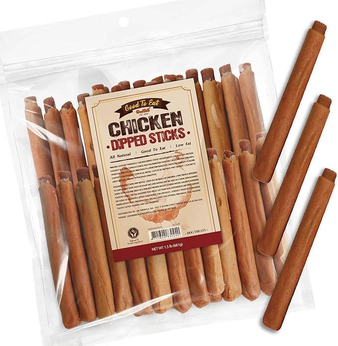 Gootoe Chicken Dog Treats – Chicken Dipped Sticks 1.5 lb – All Natural, Grain-Free, Low Fat, Premium Training Chews, Healthy &amp; Easily Digestible