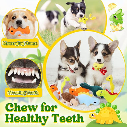 20-Pack Adorable Dinosaur Puppy Toys – Distinct Dino-Themed Squeaky Dog Toys for Small Dogs to Keep Them Busy, Interactive Chew Toys for Mental Stimulation &amp; Gentle Teeth Cleaning