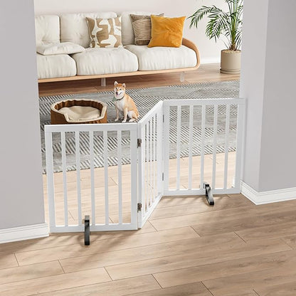 Dog Gates for The House Freestanding Foldable Pet Gates for Doorways 3 Panels 24&
