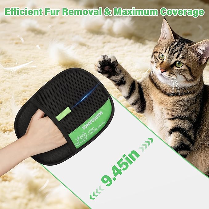Pet-Hair-Removal-Glove 2Pcs, Double-Sided-Pet-Grooming-Glove Reusable Cat &amp; Dog Hair Remover Mitt for Couch,Furniture,Carpet, Car Seat Electrostatic-Pet-Hair-Remover Efficient Pet-Hair-Cleaning-Glove