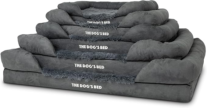 The Dog’s Bed, Medium Grey Faux Fur 30x23.5, Memory Foam, Pain Relief: Arthritis, Hip &amp; Elbow Dysplasia, Post Surgery, Lameness, Supportive, Calming, Washable Cover, Veterinary Approved