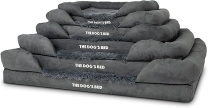 The Dog’s Bed, Medium Grey Faux Fur 30x23.5, Memory Foam, Pain Relief: Arthritis, Hip &amp; Elbow Dysplasia, Post Surgery, Lameness, Supportive, Calming, Washable Cover, Veterinary Approved