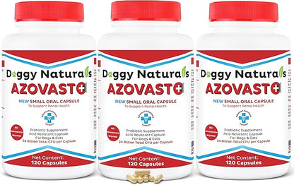 Azovast Plus Kidney Health Supplement for Dogs &amp; Cats, 360ct - NO Refrigeration Required - Help Support Kidney Function &amp; Manage Renal Toxins - Renal Care Supplement Capsule(U.S.A)(360 Caps)