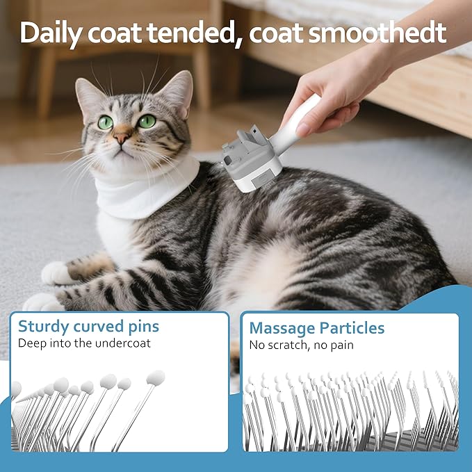 5 in 1 Pet Steam Brush for Dogs &amp; Cats – Self Cleaning, 3 Pet Brush for Smoothing, Dematting, Thinning – Shedding, Grooming &amp; Hair Removal, Includes Shampoo &amp; Storage Case (8.0"-promax)