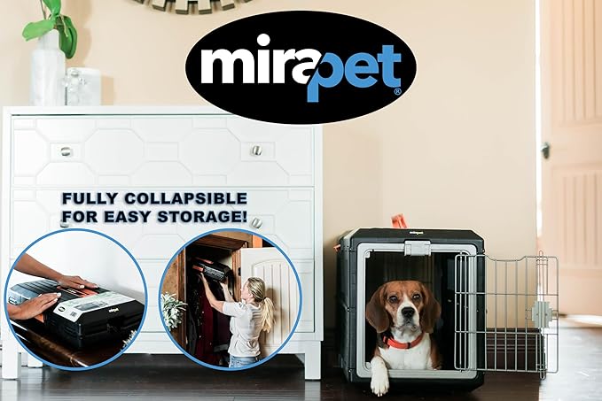 USA Pet Carrier &amp; Crate 26" - Premium Collapsible Design for Medium Cats and Dogs - Portable Kennel for Indoor/Outdoor Use - 360-Degree Ventilation &amp; Hard Plastic Wall Protection
