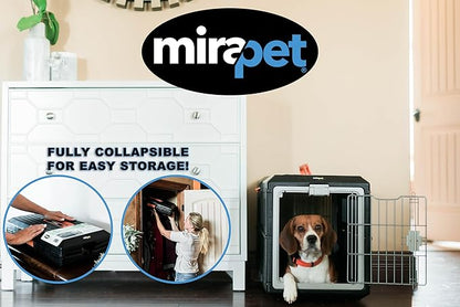 USA Pet Carrier &amp; Crate 26" - Premium Collapsible Design for Medium Cats and Dogs - Portable Kennel for Indoor/Outdoor Use - 360-Degree Ventilation &amp; Hard Plastic Wall Protection