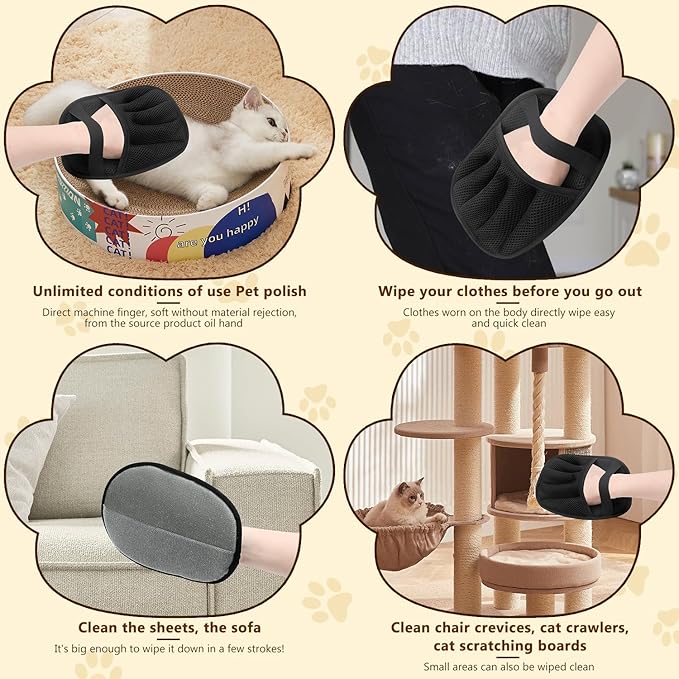 Pet Hair Remover Gloves,Electrostatic Removal for Pet Hair,Reusable Cat &amp; Dog Grooming Gloves for Clothing/Couch/Furniture/Carpet/Car Seat(2Pcs)