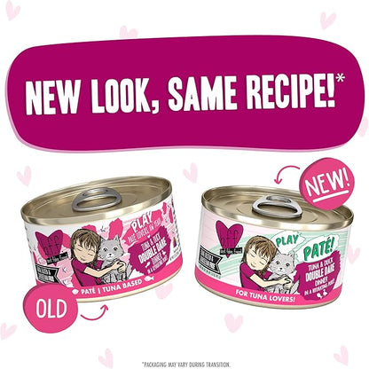 Weruva B.F.F. Play - Best Feline Friend Paté Lovers, Aw Yeah!, Tuna &amp; Duck Double Dare with Tuna &amp; Duck, 2.8oz Can (Pack of 12)