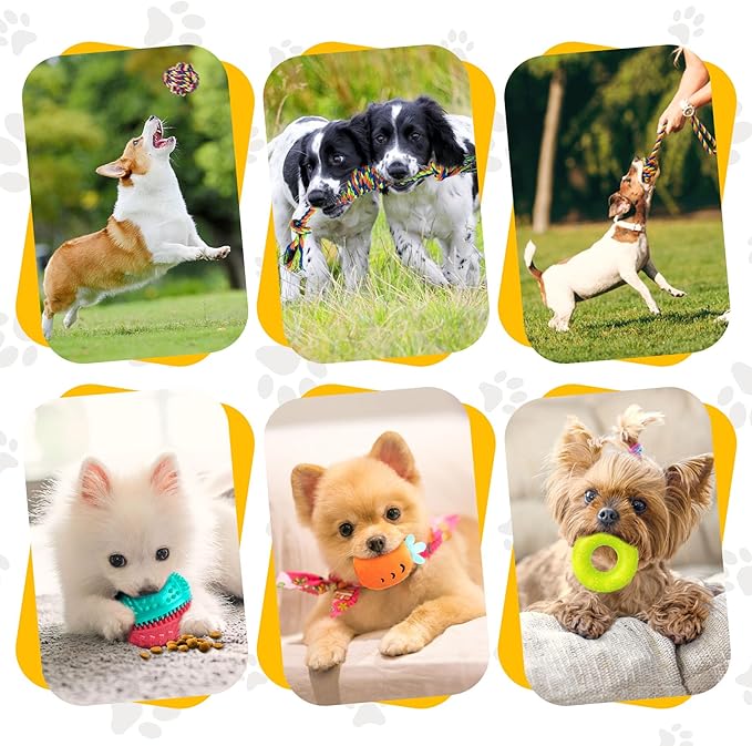 KIPRITII Puppy Teething Chew Toys -25 Pack Dog Chew Toys with Rope Toys, Dog Treat Balls &amp; Squeaky Toy for Puppy and Small Dogs