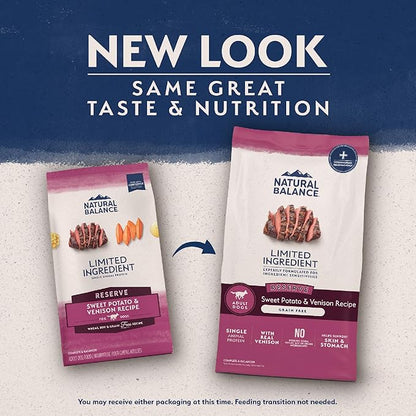 Natural Balance Limited Ingredient Adult Grain-Free Dry Dog Food, Reserve Sweet Potato &amp; Venison Recipe, 4 Pound (Pack of 1)