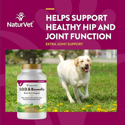 NaturVet S.O.D. &amp; Boswellia Extra Joint Support Dog Supplement – Dog Hip Supplement – Helps Alleviate Aches, Pain – for Dog Flexibility, Healthy Joint Function – 500 Ct. Chewable Tablets