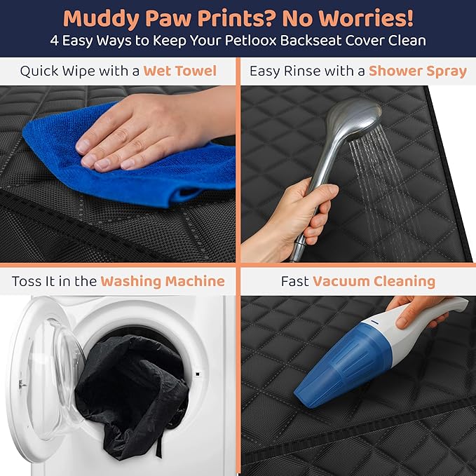 Dog Car Seat Cover for Back Seat, Waterproof Hammock for Car, SUV &amp; Truck, Non-Slip Backseat Cover for Dogs, Heavy-Duty Dog Hammock Style Seat Protector Pets, Easy to Install &amp; Clean