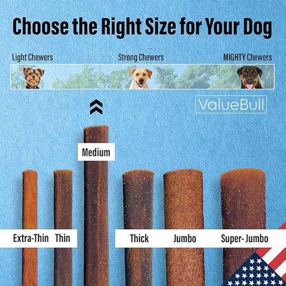 ValueBull USA Collagen Sticks for Dogs, 6 Inch Medium Chews, Natural Long-Lasting Dog Treats, 100 Count Bulk Pack - Promotes Joint, Skin &amp; Coat Health with Glucosamine and Chondroitin