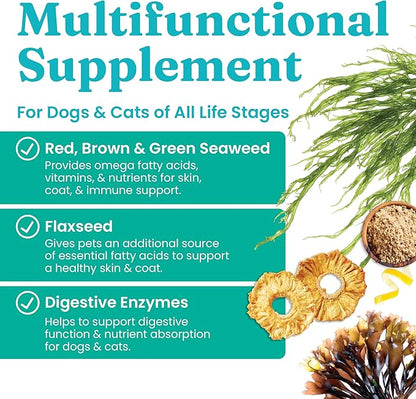 Solid Gold Cat &amp; Dog Multivitamin Powder - Kelp Powder, Omega 3 &amp; Vitamins for Dental, Digestive, Immune, Skin &amp; Coat Health - Multi Vitamin for Dogs &amp; Cats - Cat &amp; Dog Food Additive Supplement - 5oz