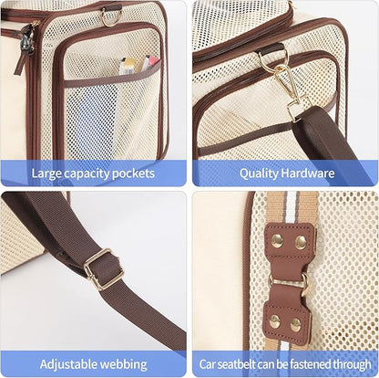 Cat Carrier,Dog Carrier for Small Dogs,TSA Approved/Expandable/3D Foldable Mat/900D Wear Resistant Oxford Fabric,Pet Carrier Airline Approved,Dog Car Seat for Car Travel,Outdoor Camping