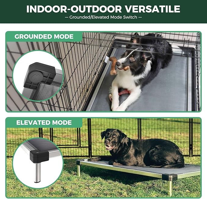 FXW TitanNest Chew-Proof Elevated Dog Bed, Raised Cot for Indoor/Outdoor/Camping Use, Durable &amp; Washable Padded Pet Bed for Toy Dogs, 23.0" L x 17.0" W x 4.5" H, Black