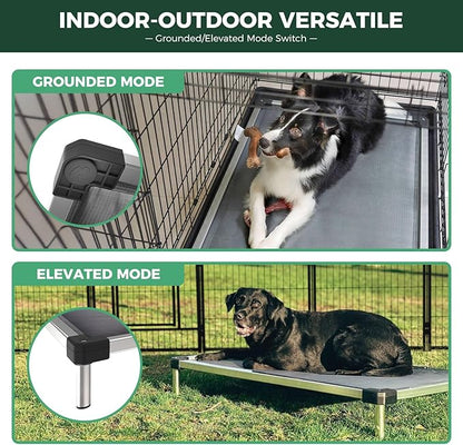 FXW TitanNest Chew-Proof Elevated Dog Bed, Raised Cot for Indoor/Outdoor/Camping Use, Durable &amp; Washable Padded Pet Bed for Toy Dogs, 23.0" L x 17.0" W x 4.5" H, Black