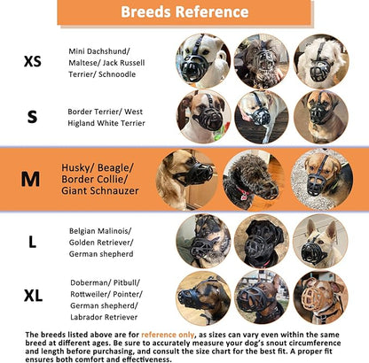 BARKLESS Dog Muzzle, Basket Muzzle for Biting, Chewing and Scavenging, Humane Cage Mouth Cover, Perfect for Grooming and Training Small, Medium, Large Aggressive Reactive Dogs (M, Black)