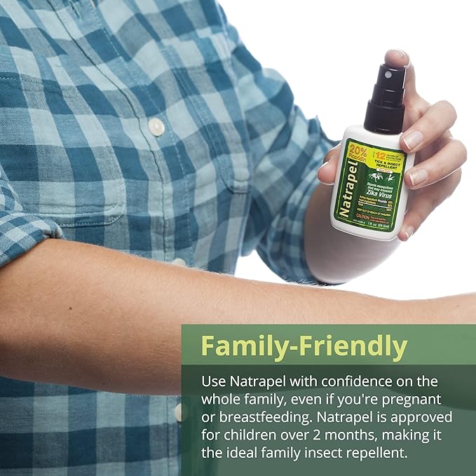 Natrapel Tick &amp; Insect Repellent - Bug Spray with 20% Picaridin - Family Protection Against Mosquitoes, Ticks &amp; More - Up to 12 Hours of Protection - 1 oz (4 Pack)