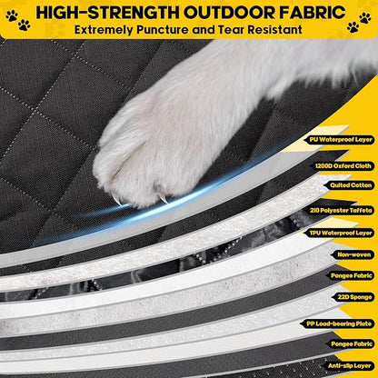 Tough Truck Dog Seat Cover for Back Seat, Dog Hammock for Car Extender with Hard Bottom,Rip-Stop 100% Waterproof Pet Seat Protector for F150/RAM1500/Silverado