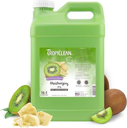 TropiClean Dog Conditioner, Professional Detangling &amp; Moisturizing Conditioner, Puppy Safe, Made in the USA, Kiwi &amp; Cocoa Butter Scent, 2.5 Gallon