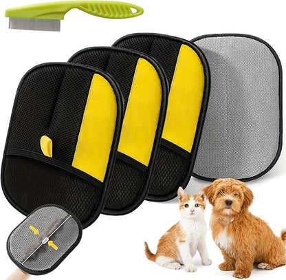 Morphcontainerpet Pet Hair Removal Gloves - Electrostatic Reusable for Cats &amp; Dogs, Furniture, Carpet, Car Seats (1.2 oz) (3pcs)