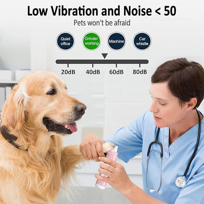 Casfuy Dog Nail Grinder with 2 LED Light for Large Medium Small Dogs - 3X More Powerful 2-Speed Electric Pet Nail Trimmer Rechargeable Quiet Painless Paws Grooming &amp; Smoothing Tool