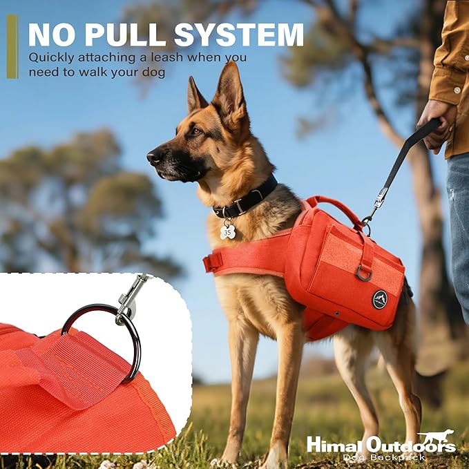 Himal Outdoors Dog Backpack &amp; Saddle Bag, Tactical Hiking Backpack for Large Dogs with Side Pockets &amp; Adjustable Strap