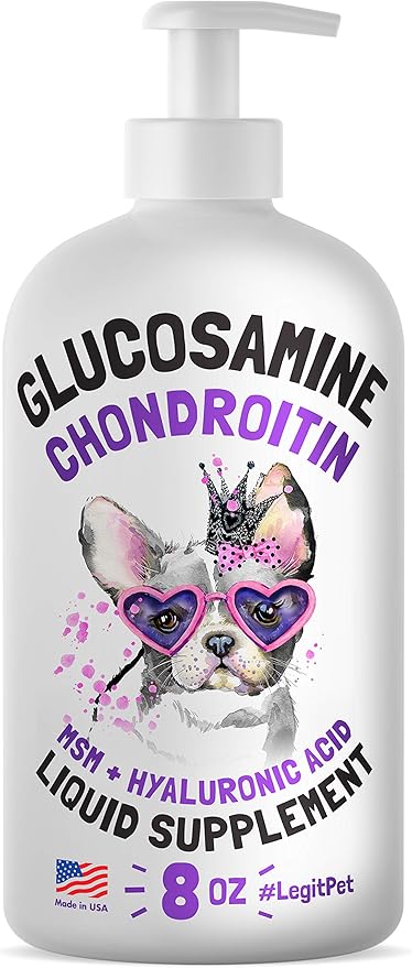 Liquid Glucosamine for Dogs Bacon Flavour with Chondroitin, MSM &amp; Hyaluronic Acid K9 Supplement Hip and Joint Formula Advanced Mobility Joint Pain Relief Senior Advanced Supplement for All Breeds